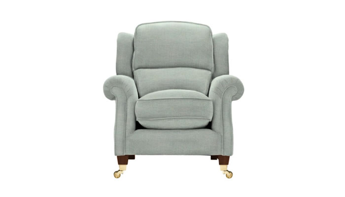 Parker Knoll Henley Armchair in Capture Duck Egg Fabric with Mahogany Legs